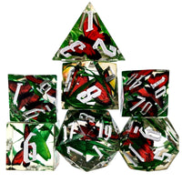 Thumbnail for Red Butterfly in Clear Filled Sharp Resin - 7pcs RPG Dice Set