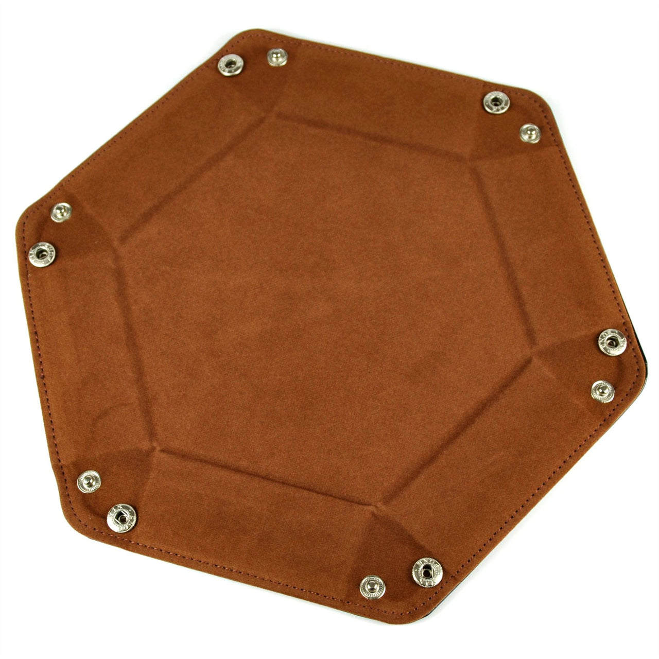 Brown Velvet & Black PU Leather - Hexagon Soft Dice Tray