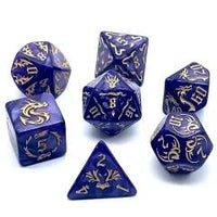 Thumbnail for Gold Dragon on Purple Acrylic - 7pcs RPG Full Dice Set