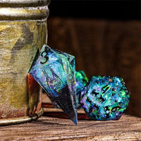 Thumbnail for Cats on Grey with Candy Sharp Resin - 7pcs RPG Dice Set