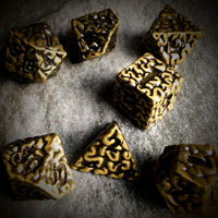 Thumbnail for 7pcs RPG Dice Set - Black Wash over Bronze Metal Brains
