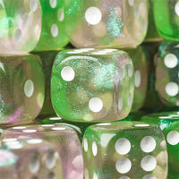 Thumbnail for 16mm Green & Pink Acrylic with Glitter - 6pcs D6 RPG Dice Set