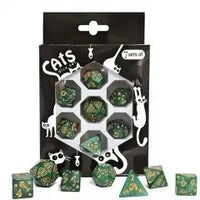 Thumbnail for Gold Cats on Green Acrylic - 7pcs RPG Full Dice Set