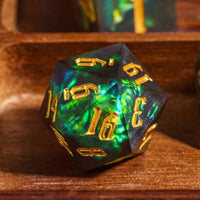 Thumbnail for Green Candy in Frosted Black Sharp Resin - 7pcs RPG Dice Set