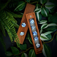 Thumbnail for Blue Blood Splatter on White Acrylic - 7pcs RPG Full Dice Set