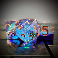 Thumbnail for 7pcs Dice Sharp Filled Liquid Copper Font Blue Purple