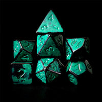 Thumbnail for Washed Cyan on Black Acrylic - 7pcs RPG Full Dice Set Dark Stack