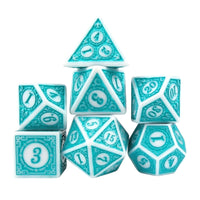 Thumbnail for Cyan Lattice on White Acrylic - 7pcs RPG Full Dice Set