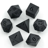 Thumbnail for Frosted Black Obsidian Gemstone - 7pcs RPG Dice Set