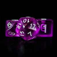 Thumbnail for Clear Purple Acrylic - 7pcs RPG Full Dice Set Close