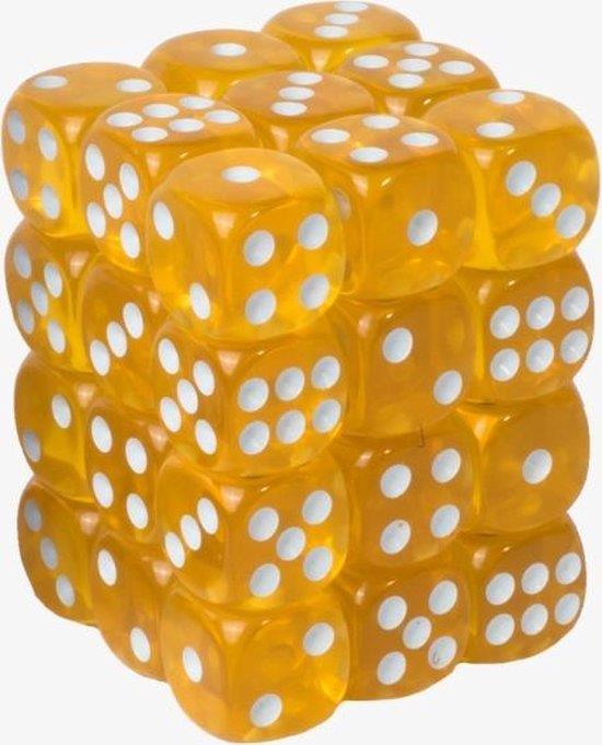 30pcs D6 12mm Dice Acrylic Pip White Font Clear Dark Yellow