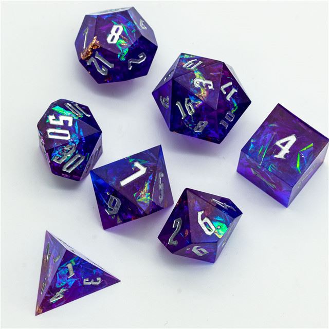 Candy in Pink & Black Sharp Resin - 7pcs RPG Dice Set