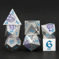 Thumbnail for Purple & Black in Silver Metal - 7pcs RPG Dice Set