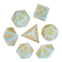 Thumbnail for Stars on White Opalite Gemstone - 7pcs RPG Dice Set