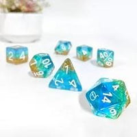 Thumbnail for 7pcs Dice Resin Glitter White Font Glitter Blue