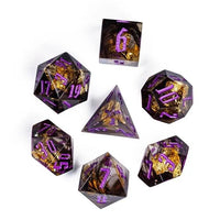 Thumbnail for Foil Feather Black & Clear Filled Sharp Resin - 7pcs RPG Dice Set