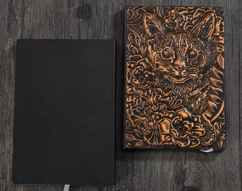 Copper Cat & Flower - A5 Hardback Journal