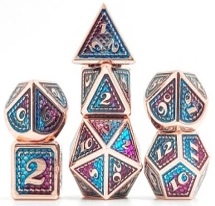 7pcs Dice Metal Stitch Copper Blue Purple
