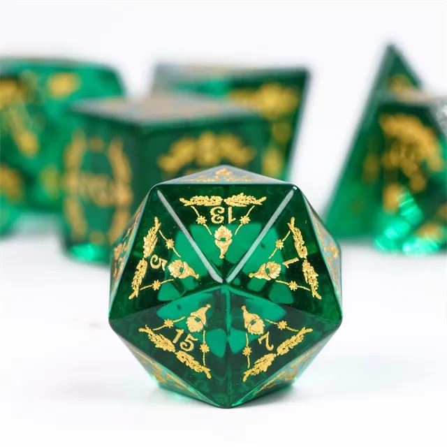 Xmas on Green Glass - 7pcs RPG Dice Set