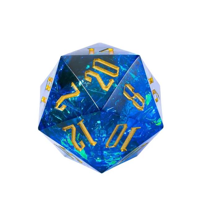 Candy in Blue with White Foil Sharp Resin - D20 RPG Dice