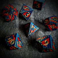 Thumbnail for Red & Blue Dragon Scale Metal - 7pcs RPG Dice Set