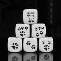 Thumbnail for 6pcs D6 16mm Dice Acrylic Black Font Printed Dog Paws White