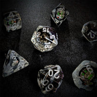 Thumbnail for Compass in Clear & Black Resin - 7pcs RPG Full Dice Set