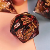 Thumbnail for Foil Feather Black, Red & Clear Filled Sharp Resin - 7pcs RPG Dice Set