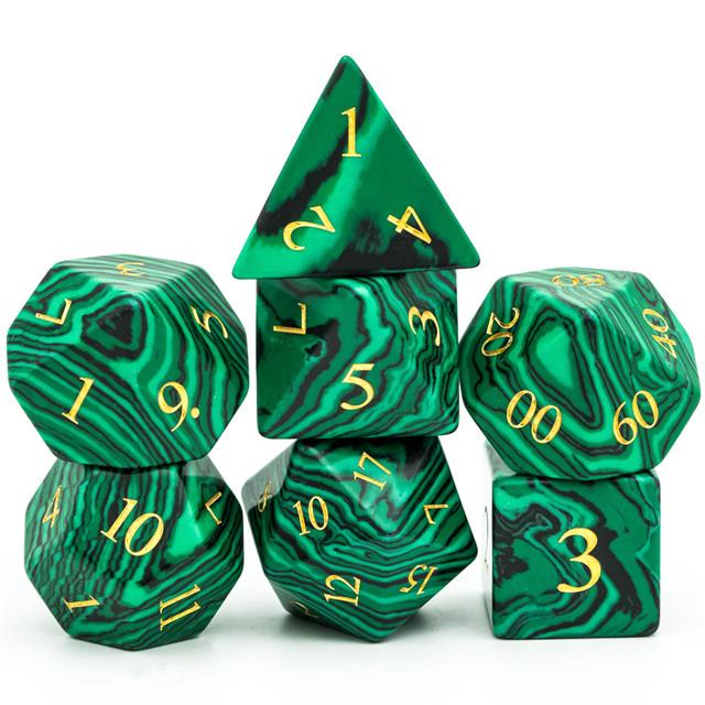 Green Malachite Gemstone - 7pcs RPG Dice Set