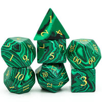 Thumbnail for Green Malachite Gemstone - 7pcs RPG Dice Set