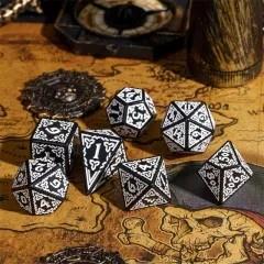 White Celtic Knot on Black Acrylic - 7pcs RPG Full Dice Set
