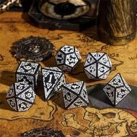 Thumbnail for White Celtic Knot on Black Acrylic - 7pcs RPG Full Dice Set