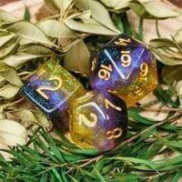 Thumbnail for 7pcs Dice Resin Layer Gold Font Non Binary Blue Purple Yellow