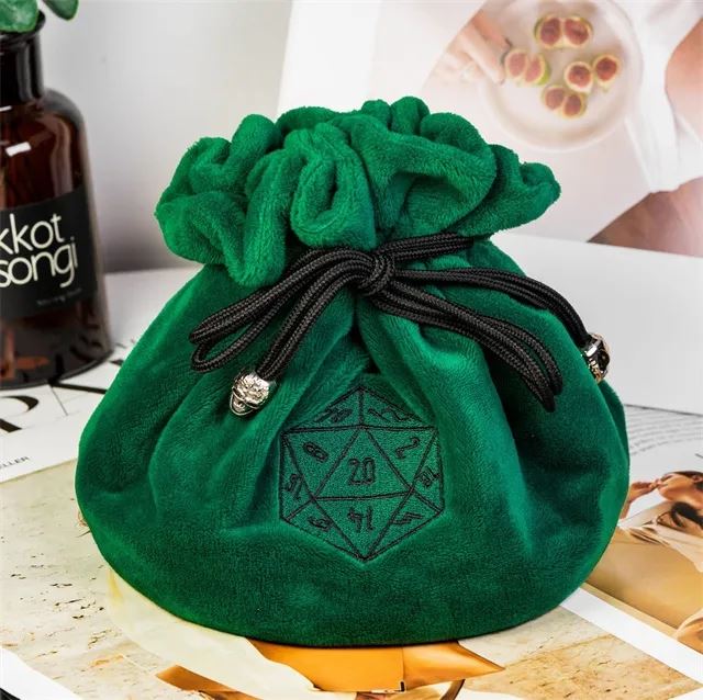 Green Bag with Compartments - Soft Dice Storage