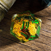 Thumbnail for Wheat in Clear & Green Sharp Resin - D20 RPG Dice