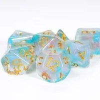 Thumbnail for Blue & Pink Swirl in Clear Resin - 7pcs RPG Full Dice Set