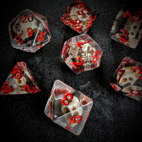 Thumbnail for Skull in Clear & Black Resin - 7pcs RPG Full Dice Set