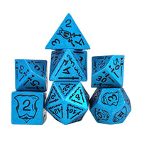 Thumbnail for 7pcs RPG Full Dice Set - Black Pattern on Blue Resin