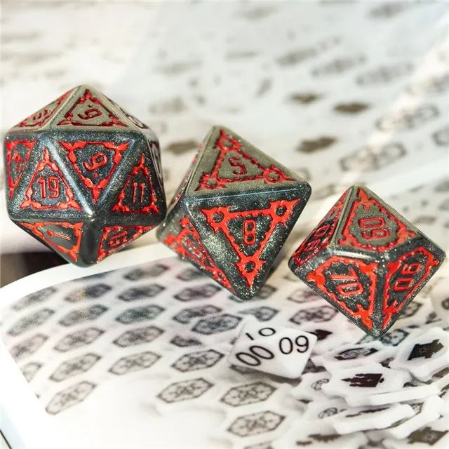 Castle on Grey Resin - 7pcs RPG Oversized Dice Set