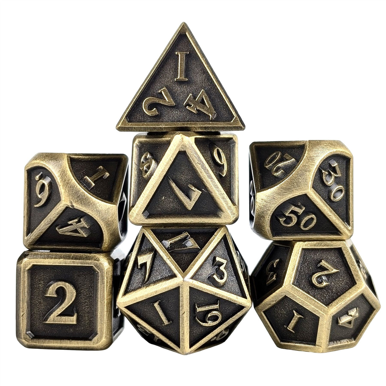 Brushed Bronze Metal - 7pcs RPG Dice Set