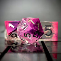 Thumbnail for Layered Pink & Clear Sharp Resin - 7pcs RPG Dice Set