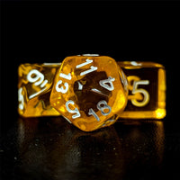 Thumbnail for Clear Yellow Acrylic - 7pcs RPG Full Dice Set Close