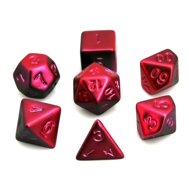 7pcs Dice Acrylic Metallic Frosted Red