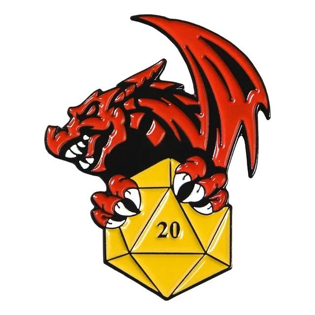 Red Dragon D20 Wing Pin - Novelty