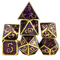 Thumbnail for Purple Enamel in Gold Metal - 7pcs RPG Dice Set