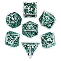 Thumbnail for 7pcs Dice Metal Druid Vine Silver Font Green