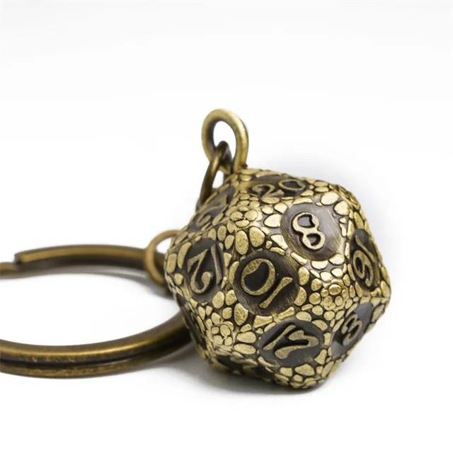 Dragon Egg Washed Bronze Metal  - D20 Keyring