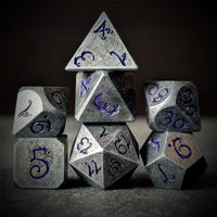 Thumbnail for Silver Metal with Purple Dragon Font - 7pcs RPG Dice Set