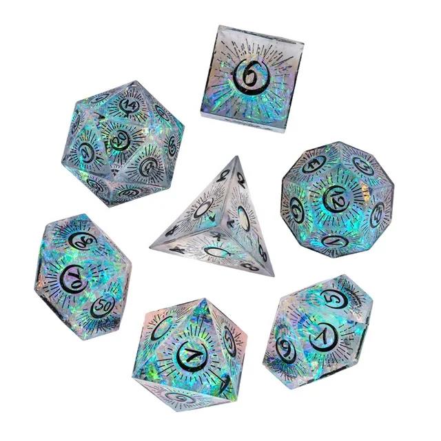 Laser on Clear with Candy Sharp Resin - 7pcs RPG Dice Set