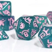 Thumbnail for 7pcs Dice Resin Pattern Unicorn Pink Font Green